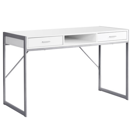 MONARCH SPECIALTIES Computer Desk, Home Office, Laptop, Storage Drawers, 48"L, Work, Metal, Laminate, White, Grey I 7364